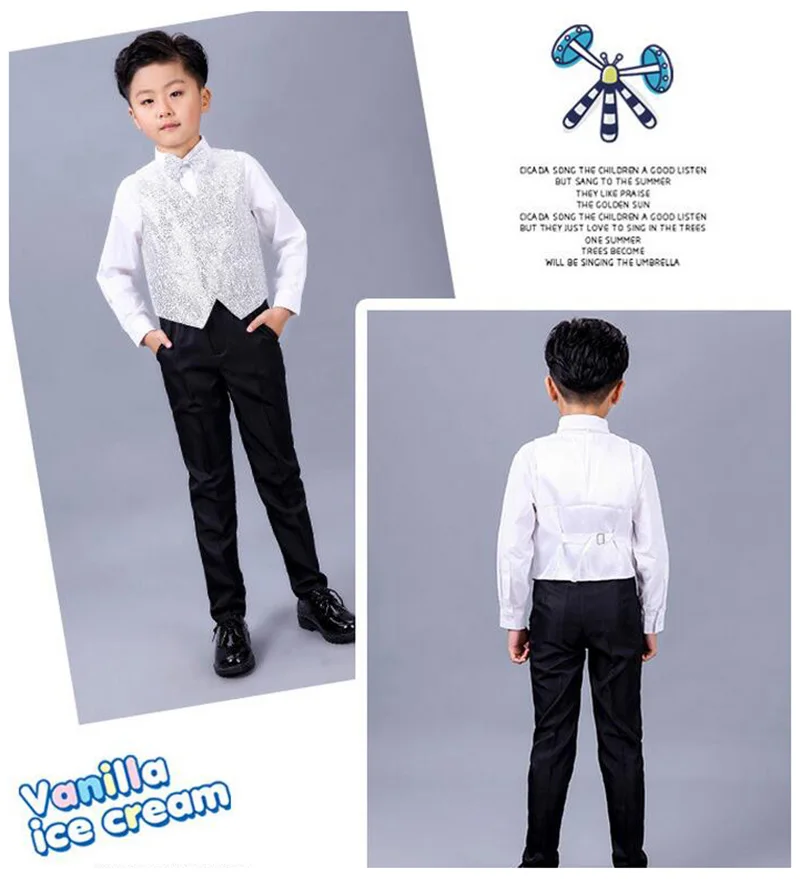 Boys vest set children clothing set boys suits for weddings Prom clothes child piano costume suit for boy waistcoat shirt pants (10)
