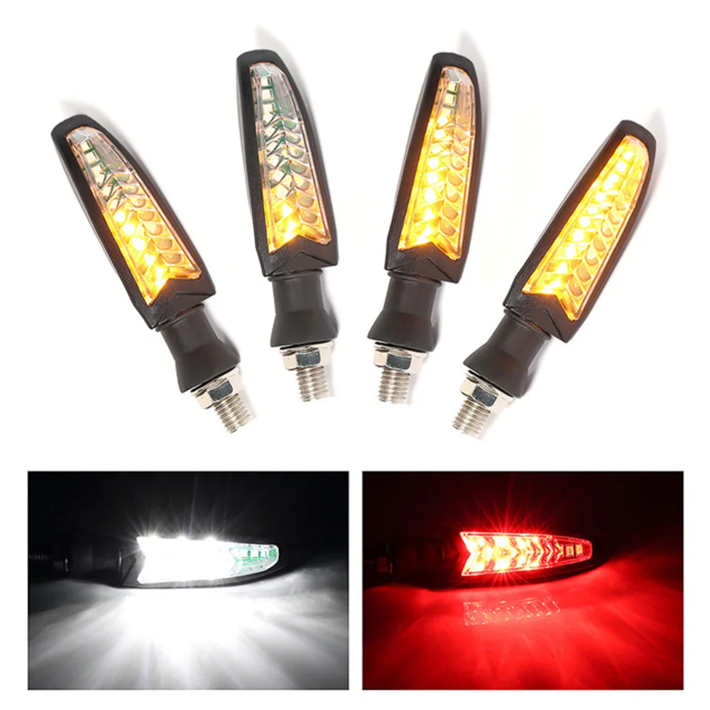 1 Pair Flowing Water Lighting LED Motorcycle Turn Signals Light Red