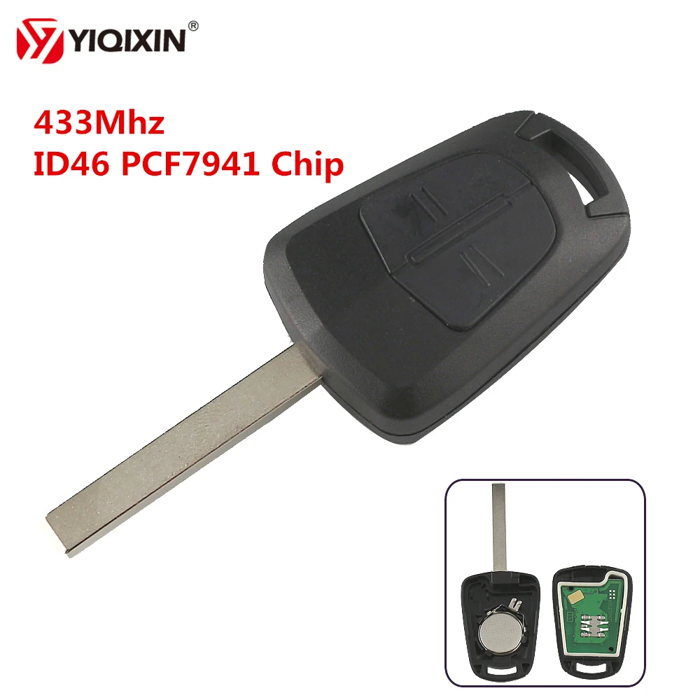 

YIQIXIN 2 Button Remote Control Car Key 433Mhz PCF7941 Chip For Opel Vauxhall Astra H Corsa D Zafira B Uncut Blank HU100 Blade