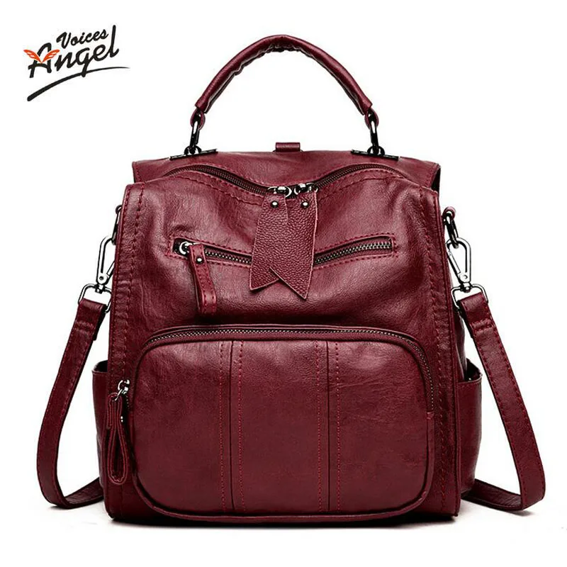 

Fashion New Multifunction Women Backpack Leather Black Bagpack large capacity Travel Bag Female Rucksack Shoulder bag Mochila