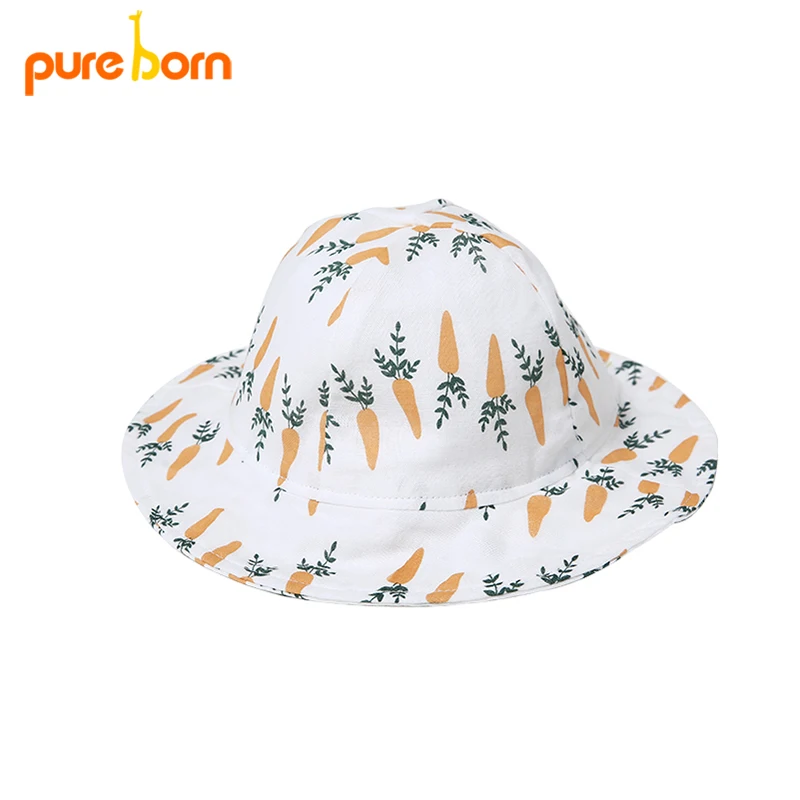 

Pureborn Baby Hat Caps Baby Girl Boy Child Newborn Kids Infant Cartton Printed Cotton Bucket Hat Sunbonnet Photography Props