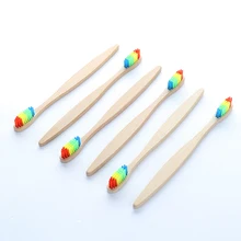 10 шт./лот Новинка деревянная зубная щетка бамбуковая зубная щетка бамбуковое волокно деревянная ручка отбеливание зубов Радуга с коробкой
