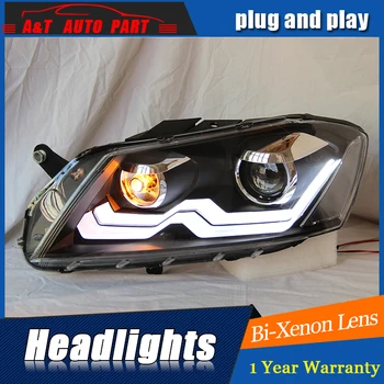 

front light 2011-2015 For vw passat b7 headlights parking bi xenon lens LED DRL H7 xenon For vw passat HEAD LAMPS car styling