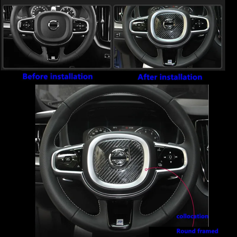 Автомобильный Стайлинг для Volvo XC60 углеродное волокно наклейка на руль из нержавеющей стали рамка на руль для VOLVO XC90 S90 V90