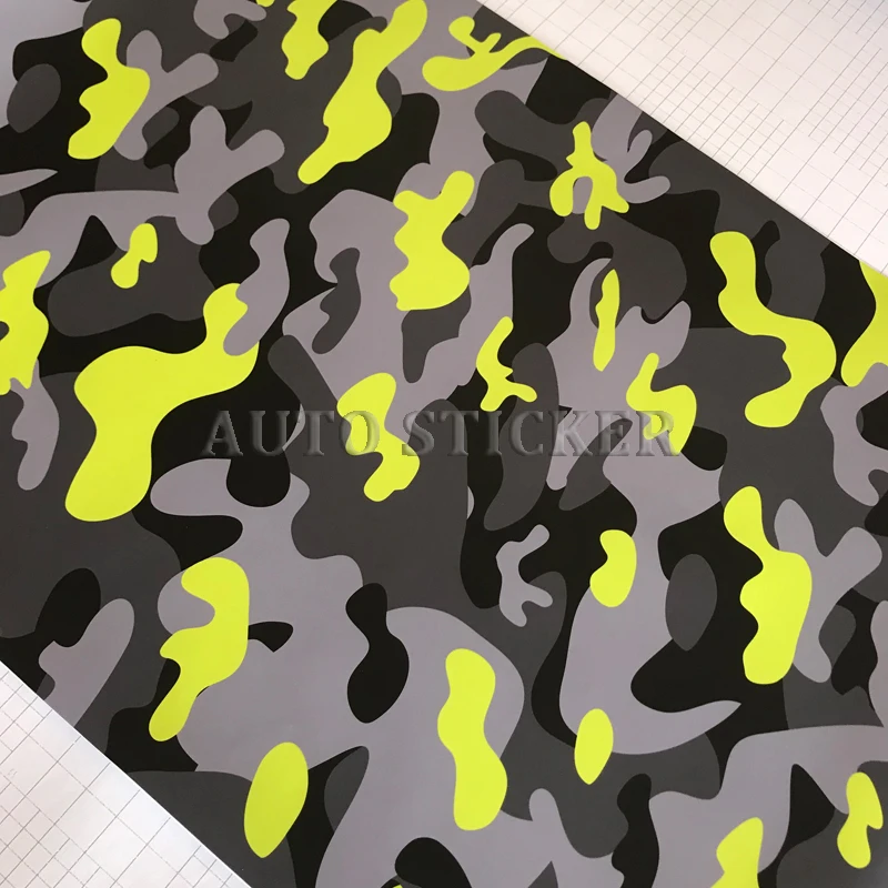 Yellow Black gray camo car vinyl wraps 2
