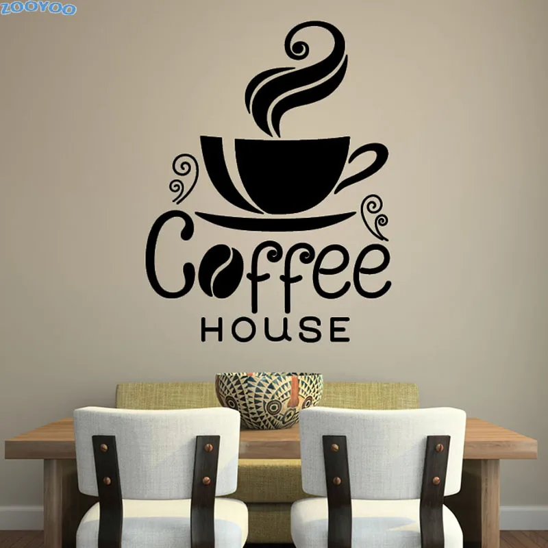ZOOYOO Coffee Cup Wall Decal Creative Design Home Decor DIY Removable