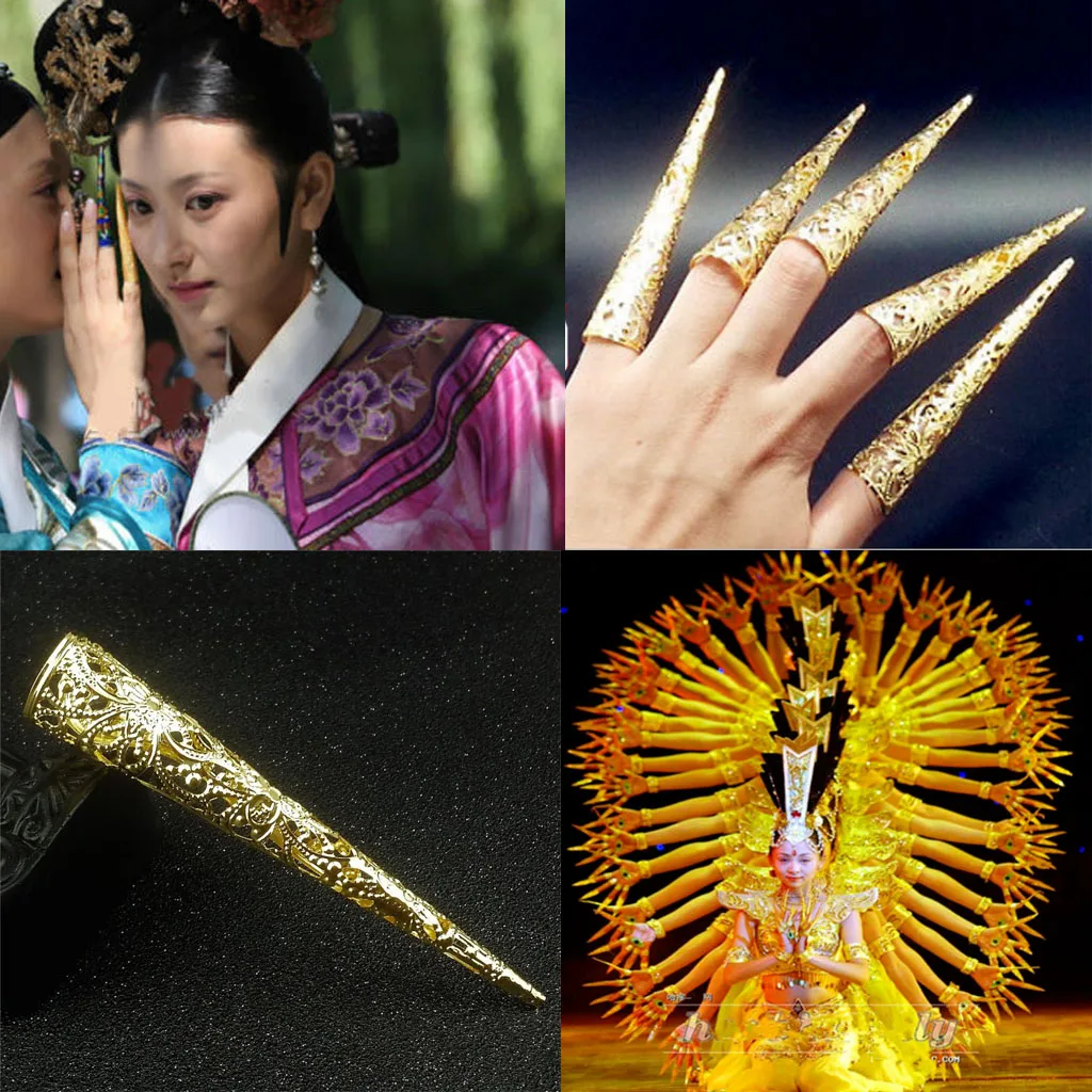 Chinese Ancient Long Nail Ring Fingernails Joint Armour Knuckle Finger Ring Cosplay Fancy Dress