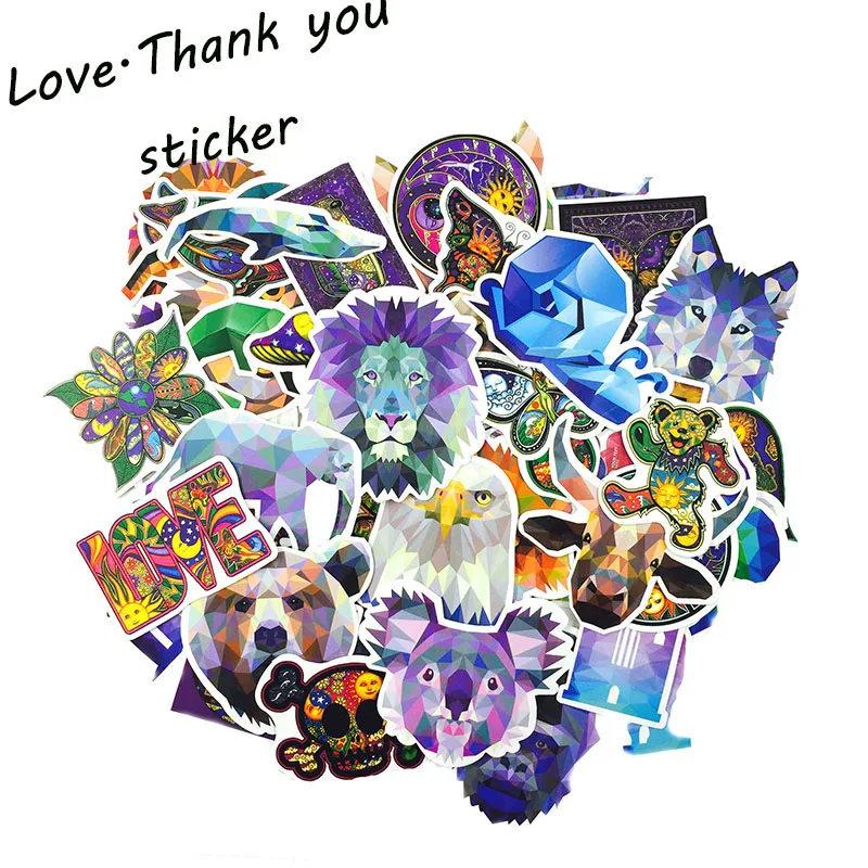 HOT 56Pcs Colorful Sun Moon Peace World Animal Sticker for Laptop Skateboard Motorcycle CarStyling Waterproof Toy Stickers