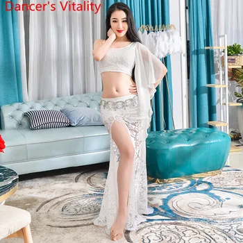 

Women Oriental Indian Belly Dance Practice Clothes 2019 New Sexy Flared Sleeves Top Modal Long Skirt Set Performance Costume