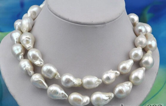 

Wholesale FREE SHIPPING 33"16x25mm baroque white reborn keshi pearl necklace