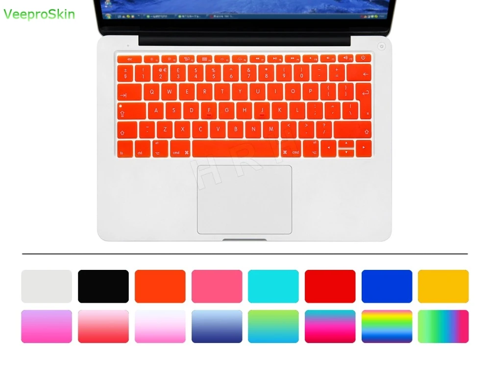 Macbook 12 A1534 Eu/Uk 영어 실리콘 키보드 커버 스킨 및 Mac 용 New Pro 13 A1708 (2016 버전 No Touch Bar)