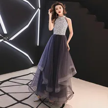 Красивые платья Emily для выпускного вечера фиолетовые блестки с лямкой на шее ТРАПЕЦИЕВИДНОЕ платье в пол цвет на заказ большие размеры Длинные платья для выпускного вечера
