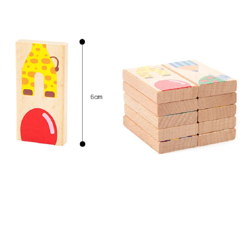 Детский мягкий Монтессори Деревянные Domino Конструкторы игрушка набор 28 шт. с рисунком животных высокое качество подарок для детей WD148