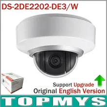 8pcs/lot by DHL English Version PTZ IP camera DS-2DE2202-DE3/W 2MP POE 2X Zoom Built In Mic and Audio wireless wifi Dome camera