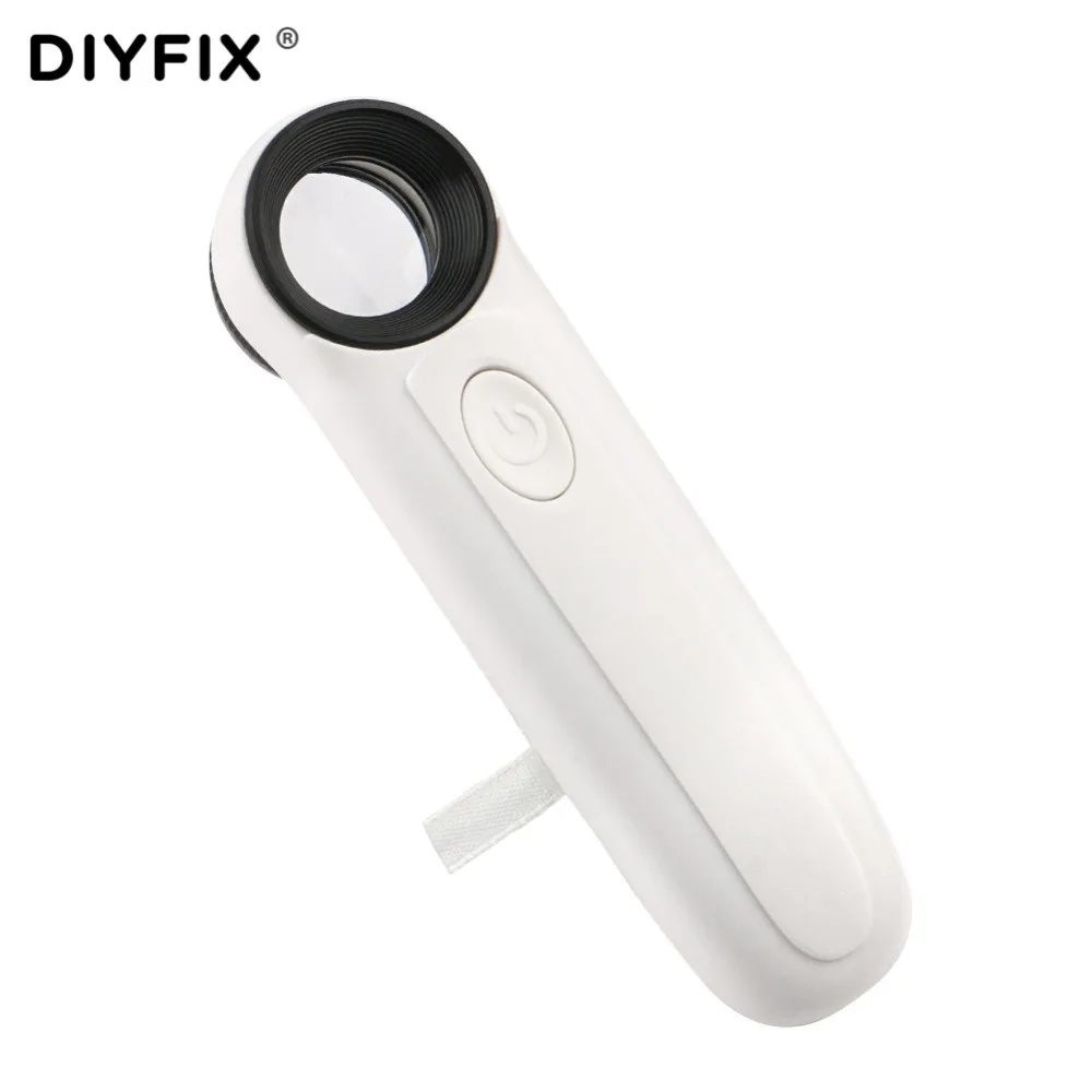 

DIYFIX 40X Optical Magnifier with 2 LED Light Handheld Magnifying Loupe Reading Glass Ergonomic Handle(Batteries not included)