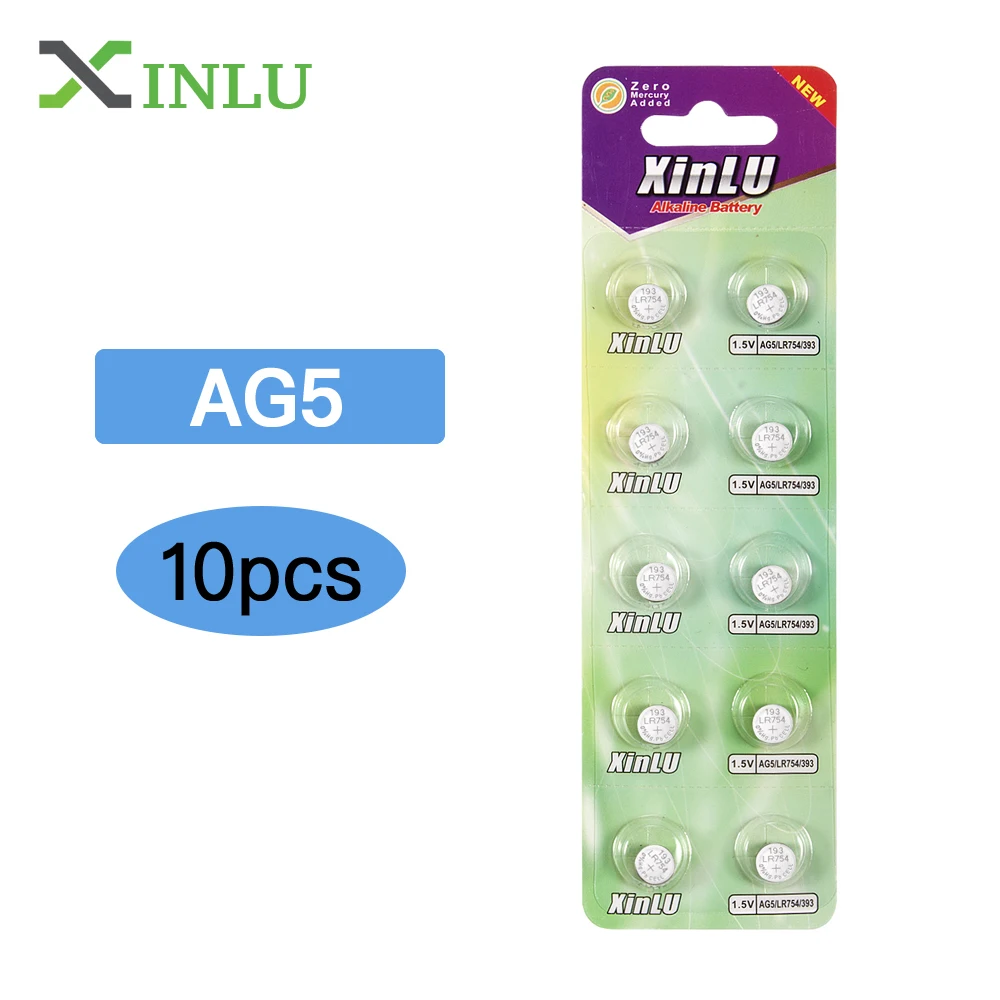 10 шт. батарейки AG5 AG 5 G5 393A LR48 LR754 15 193 D309 399 1 55 в 60 мАч|coin battery|cell coin batterybutton cell |