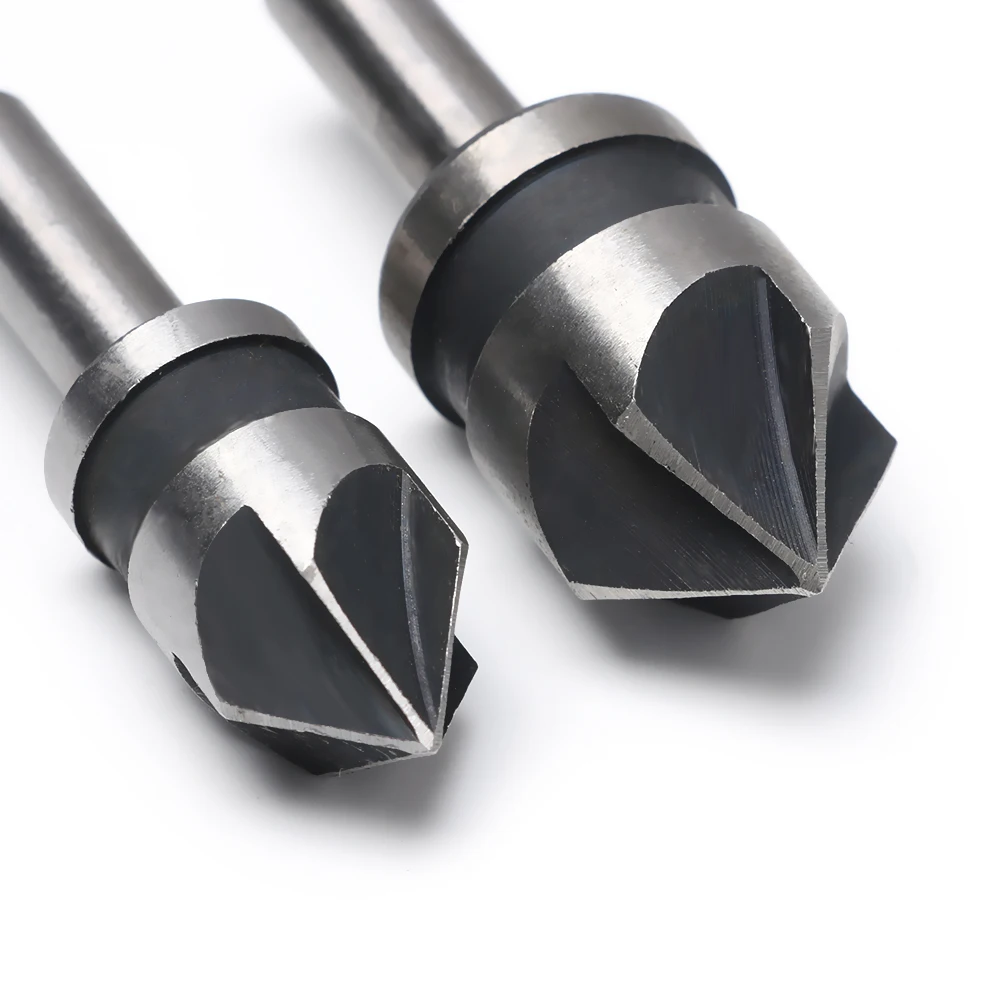 

2pcs 82 Degree Working 5 Flute Point Angle Chamfer Chamfering Cutter Countersink Drill Bit HSS Round Shank Power Tool