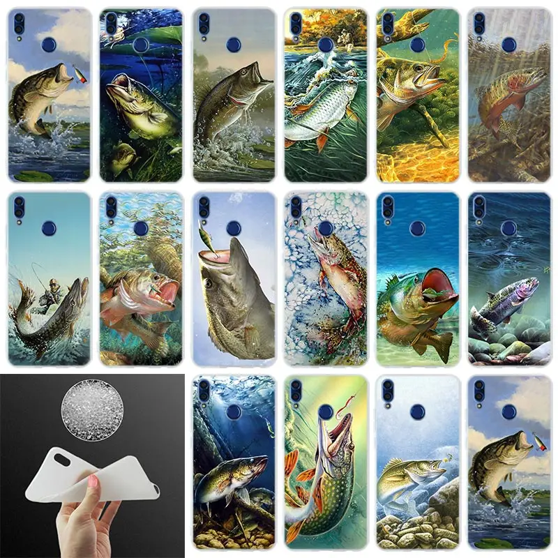 

Silicone Back Cover Phone Case Fishing Gear Fish Patterned For Huawei Honor 10i 9i Lite 8a 8x max 8c 7x 7a pro 6x V20 Paly Soft