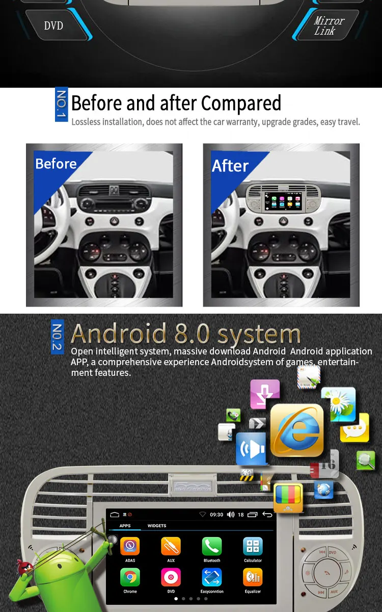 Clearance JDASTON 1 Din Android 8.0 Car Radio For Fiat 500 Abarth 2007 2008 2009-2015 Multimedia GPS Navigation Canbus Autoaudio Stereo 2