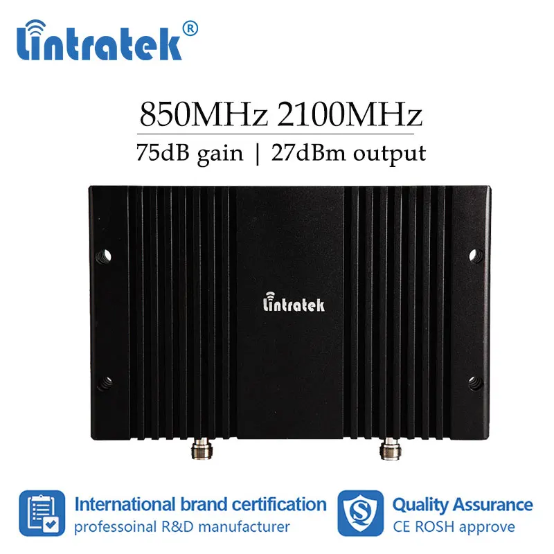

Lintratek powerful 75dB GAIN GSM 850 2100MHz 2G 3G Cellular Booster Signal Repeater 850mhz CDMA 2100 Amplifier Data Voice s6