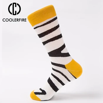 

Quality Men's Combed Cotton Socks Cartoon Animal Zebra Crocodile Shark Novelty Funny Happy Socks WD024