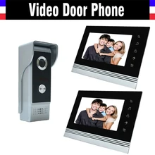 7 inch video intercom system aluminum alloy panel video door phone doorbell doorphones kit 2 LCD Monitor 1 IR Camera for home