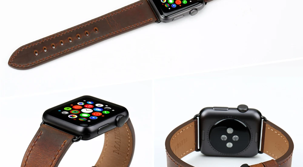 MAIKES ремешок из натуральной кожи для Apple Watch 42 мм 38 мм серия 4 3 2 1 iWatch Замена для Apple Watch Band 44 мм 40 мм