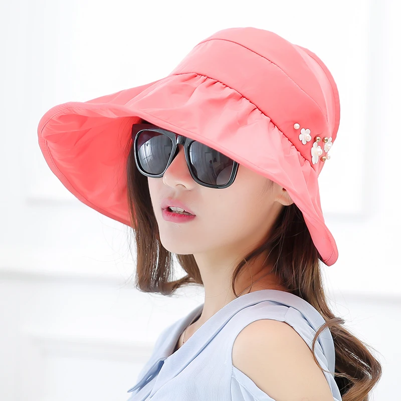 Летний широкий пляжный навес жемчужная Солнцезащитная шляпа для женщин модная Chapeu Feminino Dames Petten складной солнцезащитный козырек Кепка анти-УФ соломенные шляпы