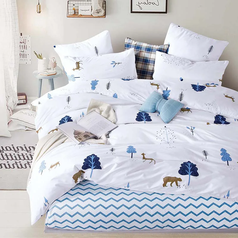 T1010 Alanna Printed Solid bedding sets Home Bedding Set 4-7pcs High Quality Lovely Pattern with Star tree flower - Цвет: T1010
