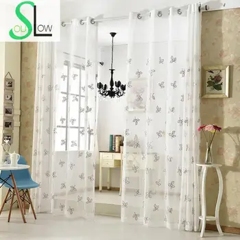 

Slow Soul Simple White Leaves Embroidered Living Room Curtains Curtain Pastoral Tulle For Kitchen Bedroom Sheer Blinds Rideaux