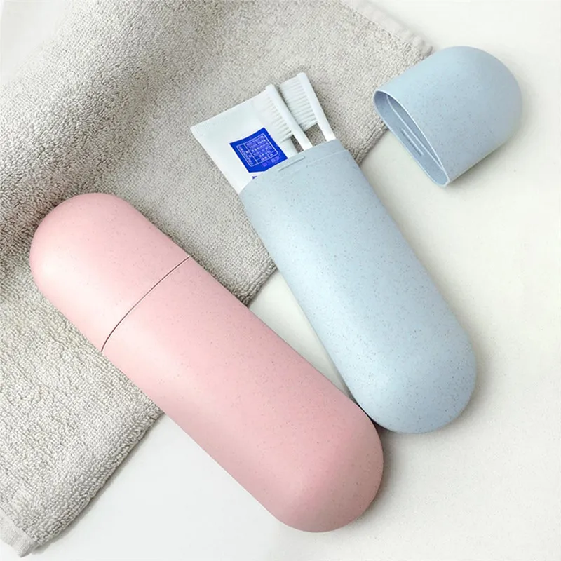 

Plastic Bathroom Health Tooth Brushes Protector Toothbrush Tube Cover Case Dustproof Wheat Portable Travel Toothbrush Box Holder