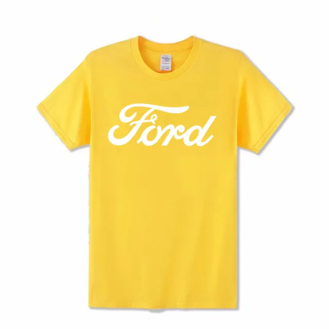 Летняя стильная футболка мужская мода Ford Mustang футболка Ford Mustang& полосатая футболка мужская футболка Топы - Color: Yellow