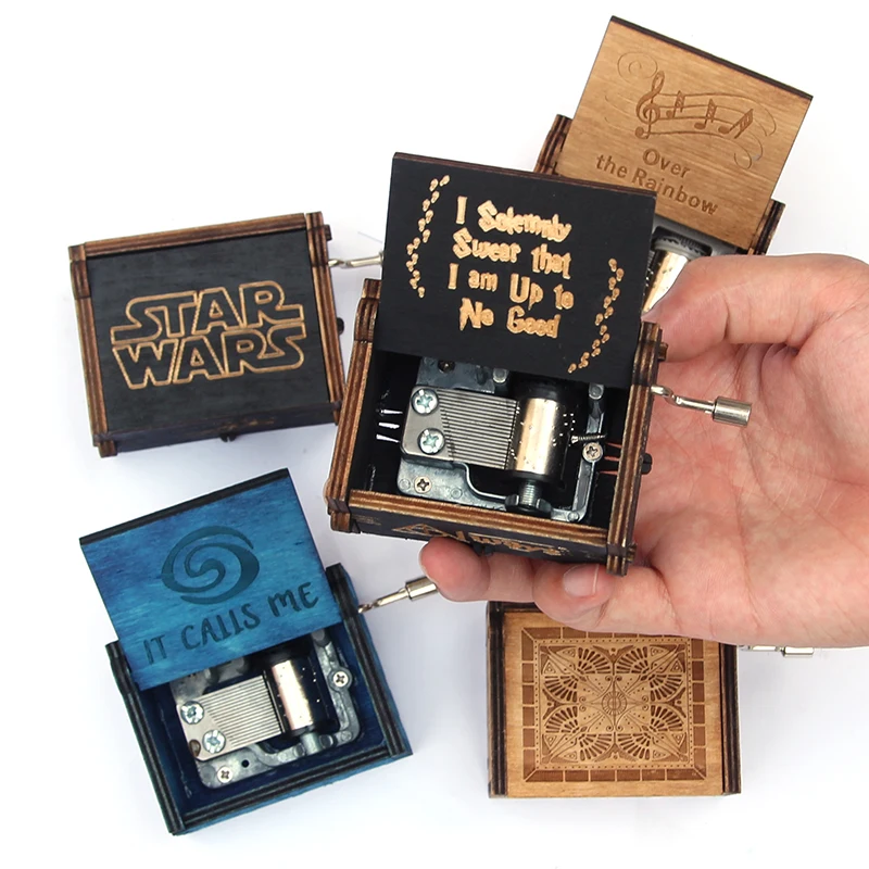 Manivela de mano belleza y la Bestia caja de música de madera Juego de tronos Star Wars regalo de Navidad, regalo de Año Nuevo, regalo de cumpleaños