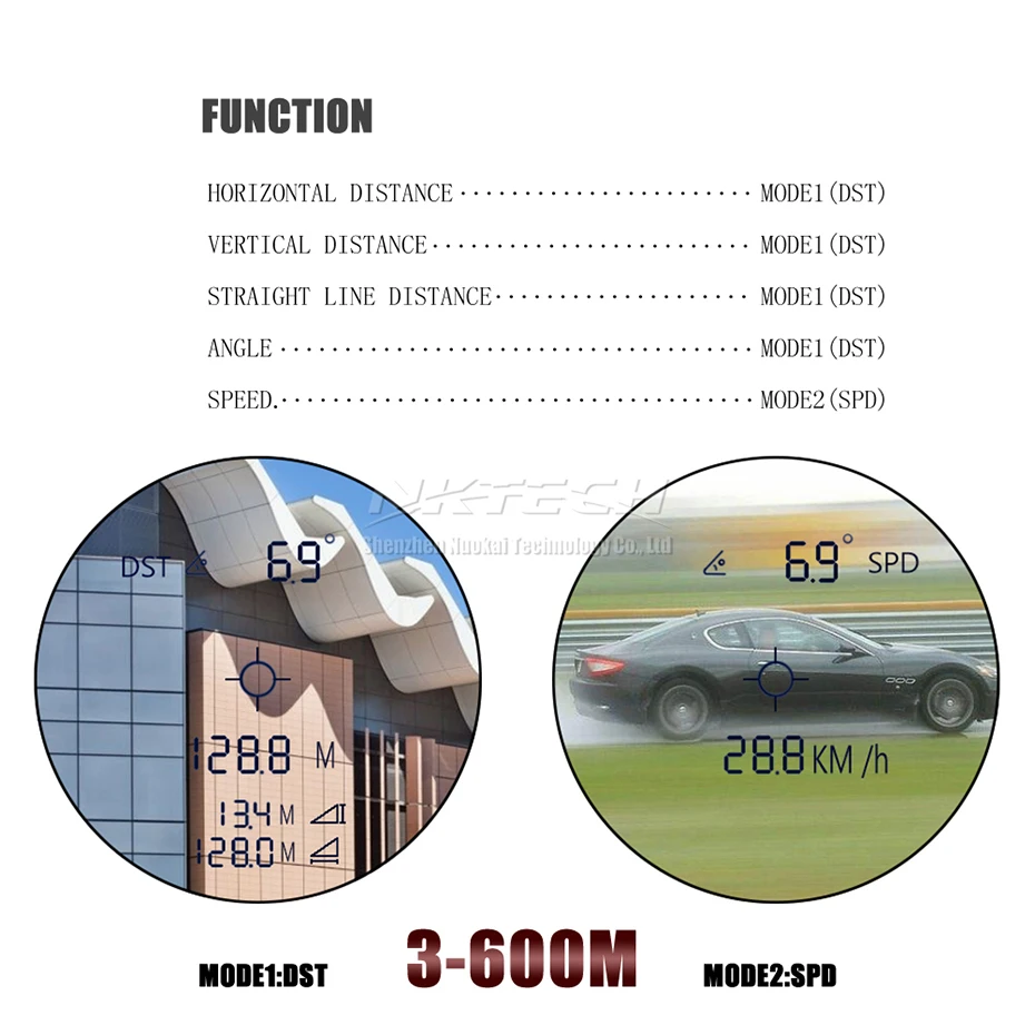 NKTECH лазерный дальномер, дальномер для охоты, гольфа, 600 м, 1000 м, 1200 м, 1500 м, 4в1, телескоп, дальномер с углом скорости, дальномер