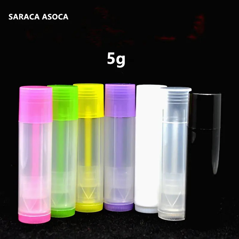 

Wholesale 100pcs/lot 5g Plastic Lipstick Tube Refillable Bottles 5ml Empty Lip Balm Tube For Cosmetic Packing