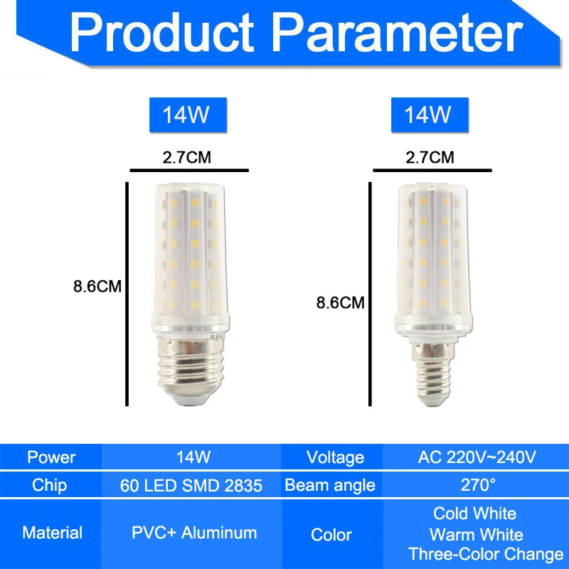 E27 светодиодный лампы E14 Lamp12W 14 Вт 16 3 SMD2835 AC 220V 240V мин кукурузы люстры свеча