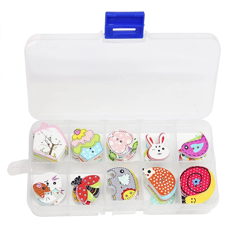 

ywzatgits 16-29mm 60pcs/Box Random Mixed Cartoon Wooden Buttons 2Holes Clothing DIY Crafts Sewing Accessories Material 004010056