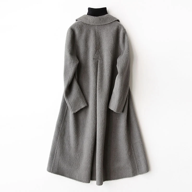 2018 De Manteau Ayunsue Veste Double Beige Alpaga Wyq1252 Cachemire gray Hiver Femmes Laine Moyen camel Automne côté Femelle Abrigo Mujer wqqFvE5