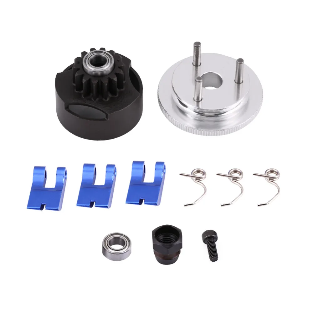 RC Clutch Sets RC Cars Clutch Bell Flywheel Assembly Clutch Shoes Springs Bearing Engine Nut for