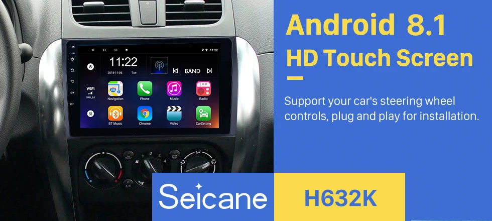 Top Seicane 2Din 9 inch Android 8.1 Car Radio For Suzuki SX4 2006 2007 2008 2009 2010 2011 2012 GPS Multimedia Player Head Unit 0