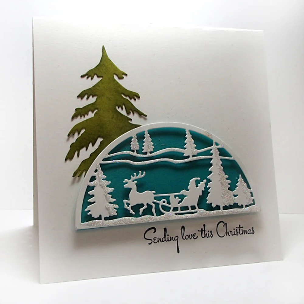 

Adv-one METAL CUTTING DIES Cut Christmas Tree sled Scrapbooking envelope paper craft Blade frame Background embossing Die New