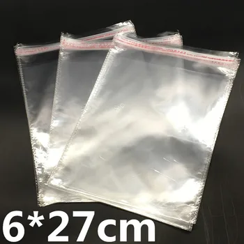 

100 Pcs Clear Self Adhesive Seal Plastic Bags Transparent Opp Packing Bags 6x27cm