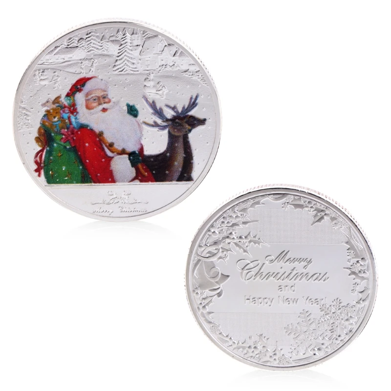 

Merry Christmas Santa Claus Deer New Year Non-currency Coins Gift Decor