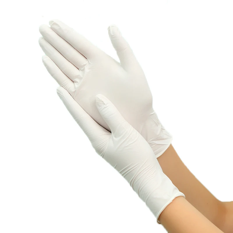 100 шт одноразовые латексные перчатки белые Нескользящие кислотные и щелочные лабораторные резиновые латексные перчатки бытовые чистящие средства