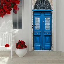 3D винтажная синяя дверная наклейка s Обои Настенная Наклейка плакат ПВХ водостойкая Гостиная Спальня украшение дома плакат