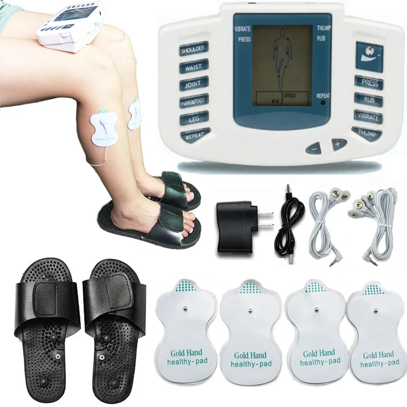JR-309A Multi-functional Digital Electrical Tens Acupuncture Therapy Massager Slimming Body Stimulator Machine + therapy slipper