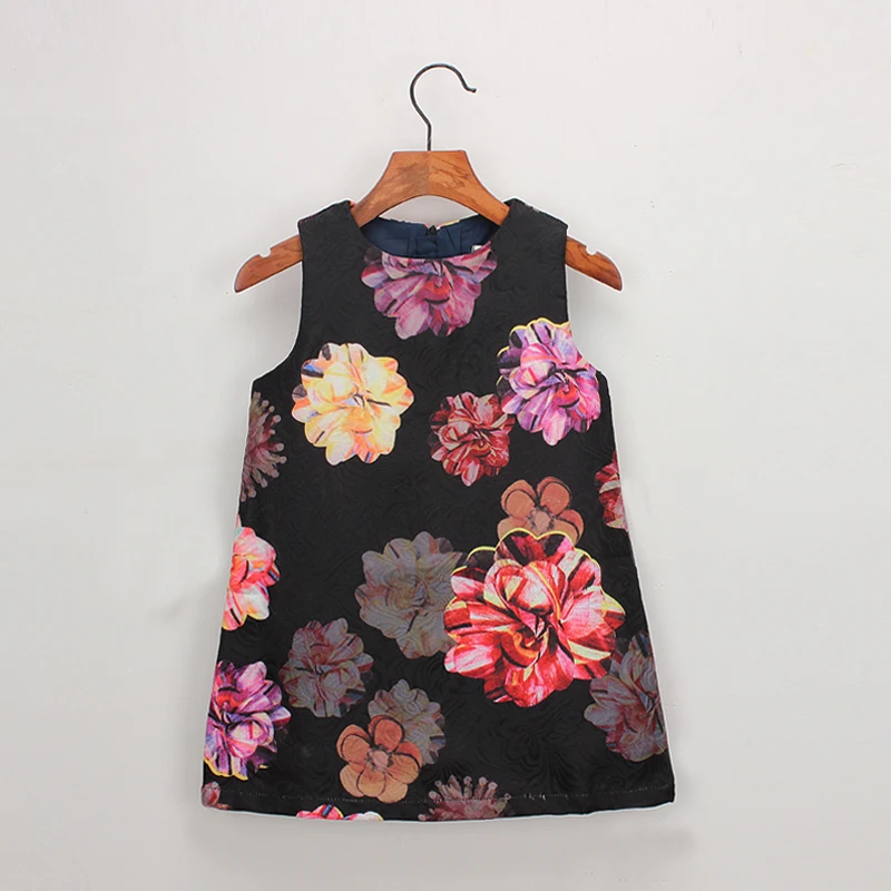 

Hurave Autumn baby Girl Clothes Kids Dress print flowers Girls Dress vestidos outfits crew neck Children Spring pattern Dress
