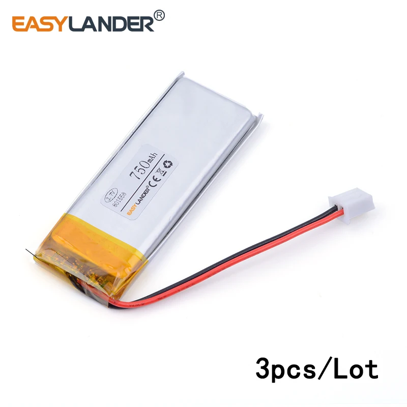 

3pcs /Lot XH2.54 750mAh 801558 lithium Li ion polymer rechargeable battery point reading pen Bluetooth computer pack medical