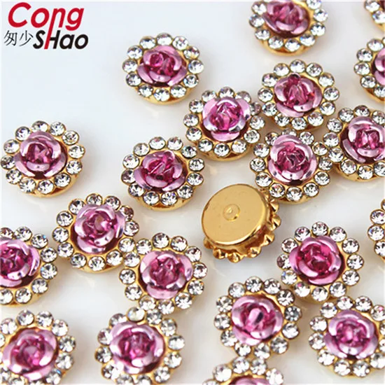 Cong Shao 30 шт. 12 мм розовый круглый кристаллический горный хрусталь отделка золотые когти flatback швейное стекло для DIY украшения для свадебного платья 8Y322 - Цвет: Lavender