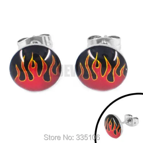 

Free shipping! Enamel Flame Motor Biker Earring Stainless Steel Jewelry Cool Motorcycles Biker Earring Studs SJE370132